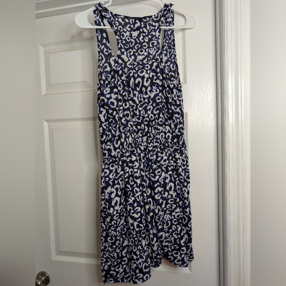Aqua Brand Royal Blue and White Leopard Print Dress